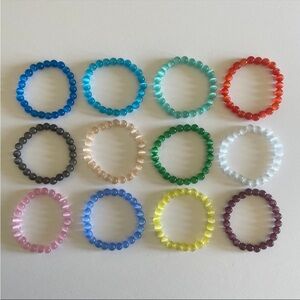 Bundle of 12 ~ 8mm Glass Cat's Eye Beaded 7" Stretch Bracelets